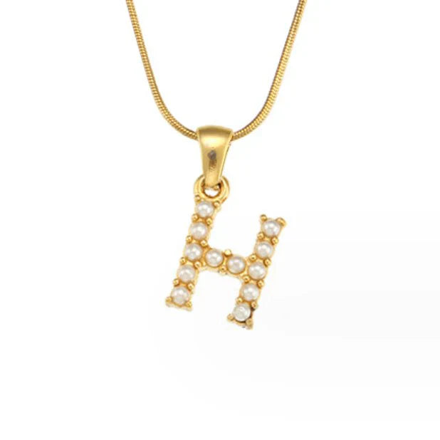 Vioraia Letter Pearl Charm Necklace