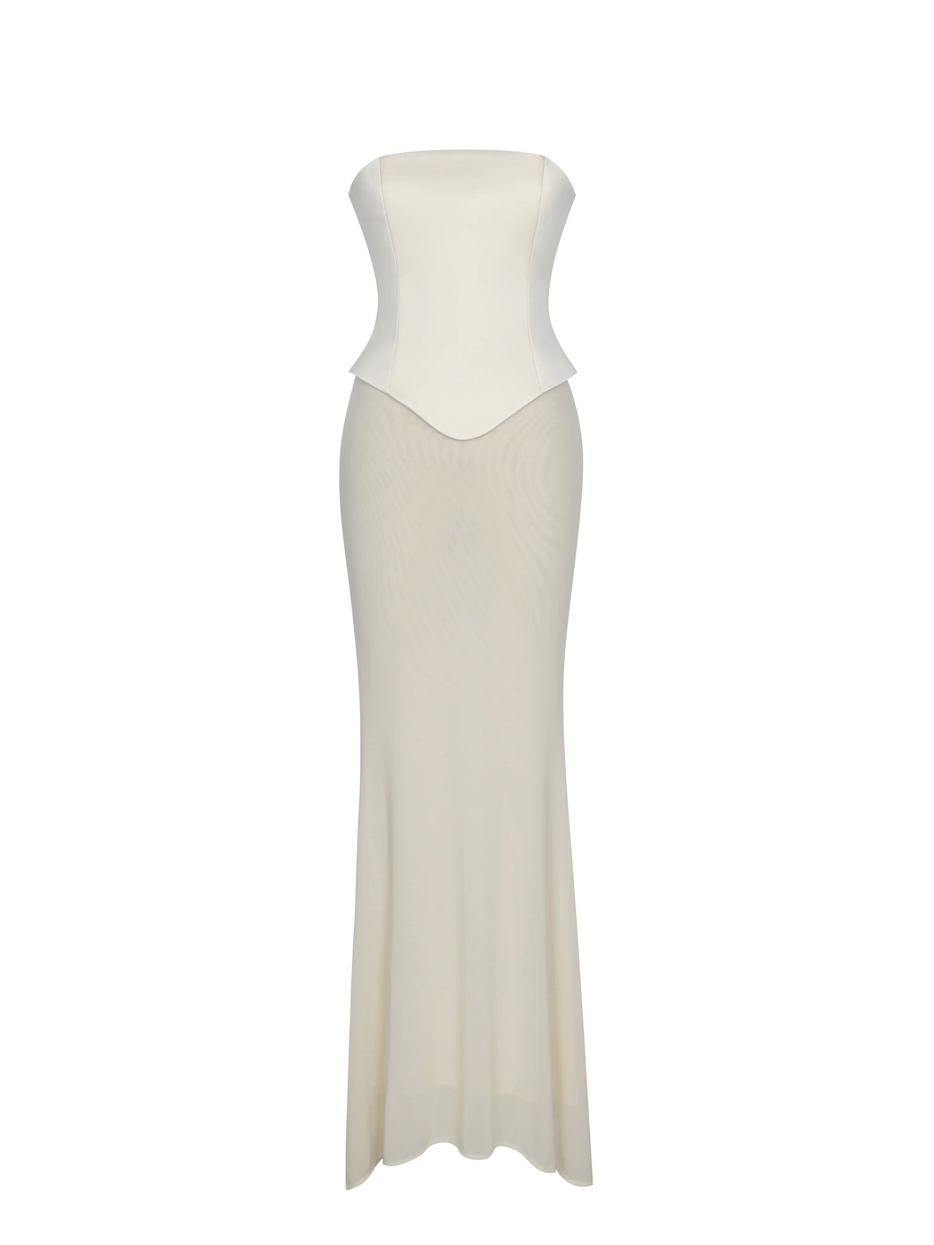 Adelina Butter Yellow Peplum Mermaid Gown with Lace-up Back