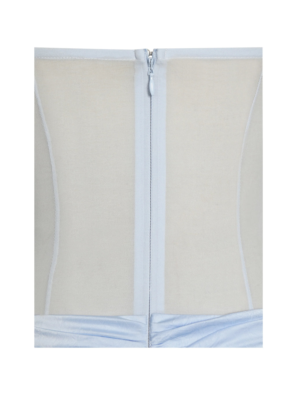 Lacy Blue Ruched Breast High Slit Chiffon Dress