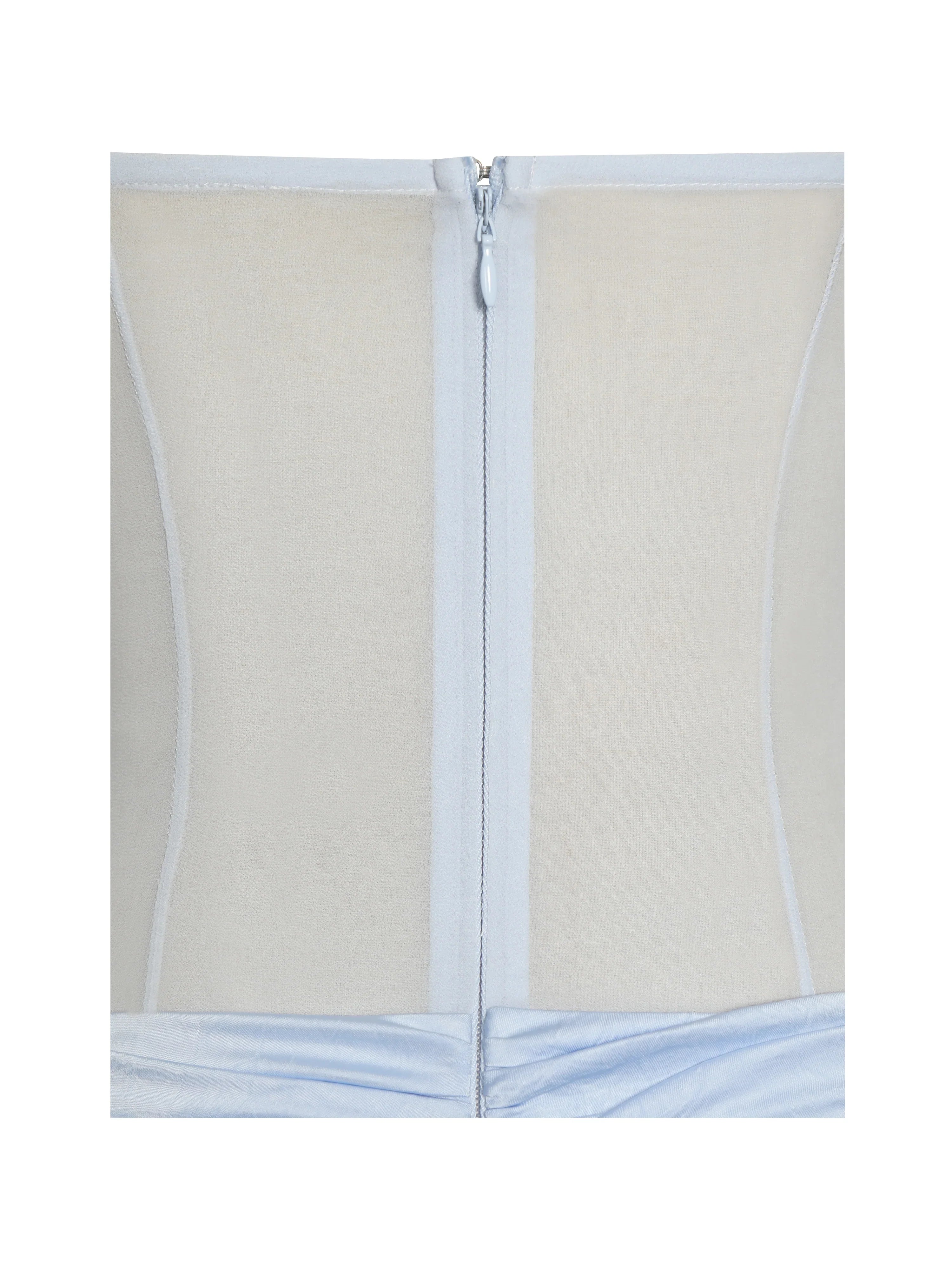 Lacy Blue Ruched Breast High Slit Chiffon Dress