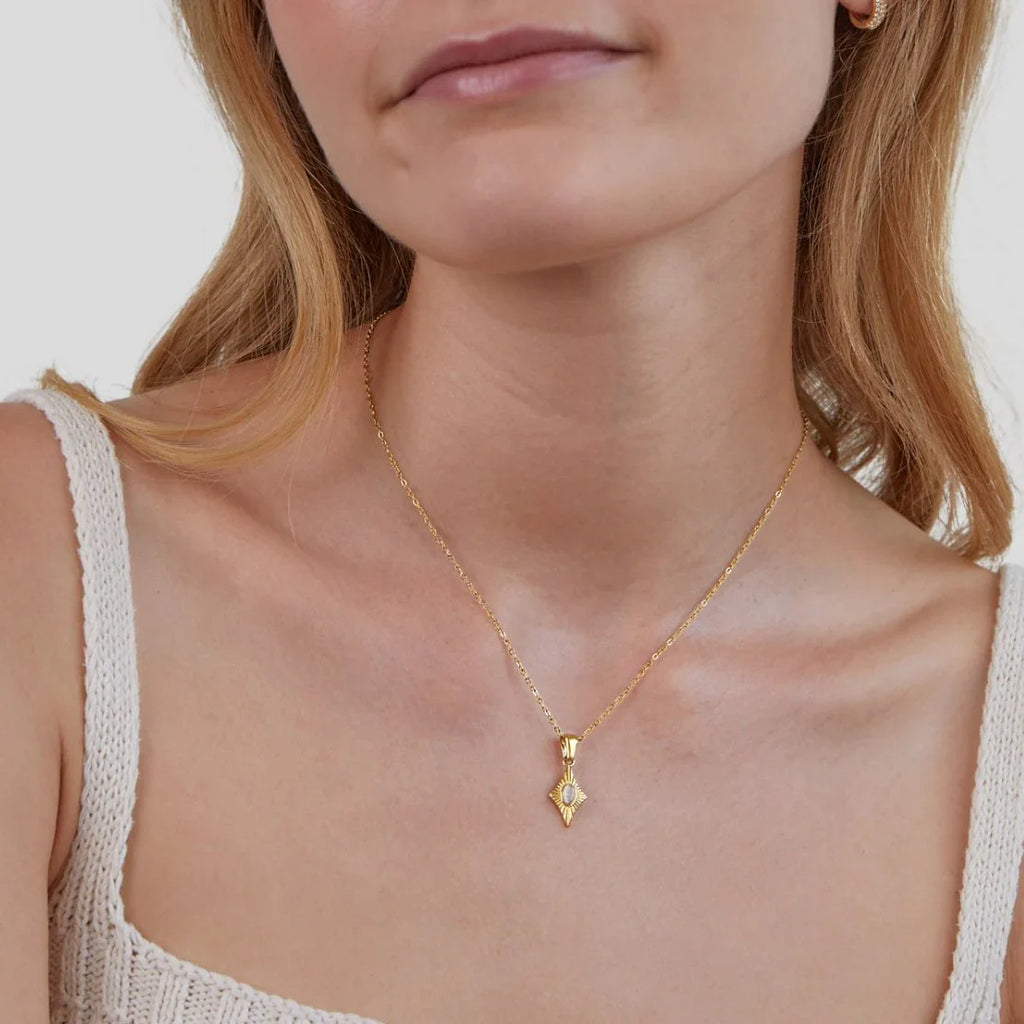 Vioraia Luna White Opal Gold Necklace