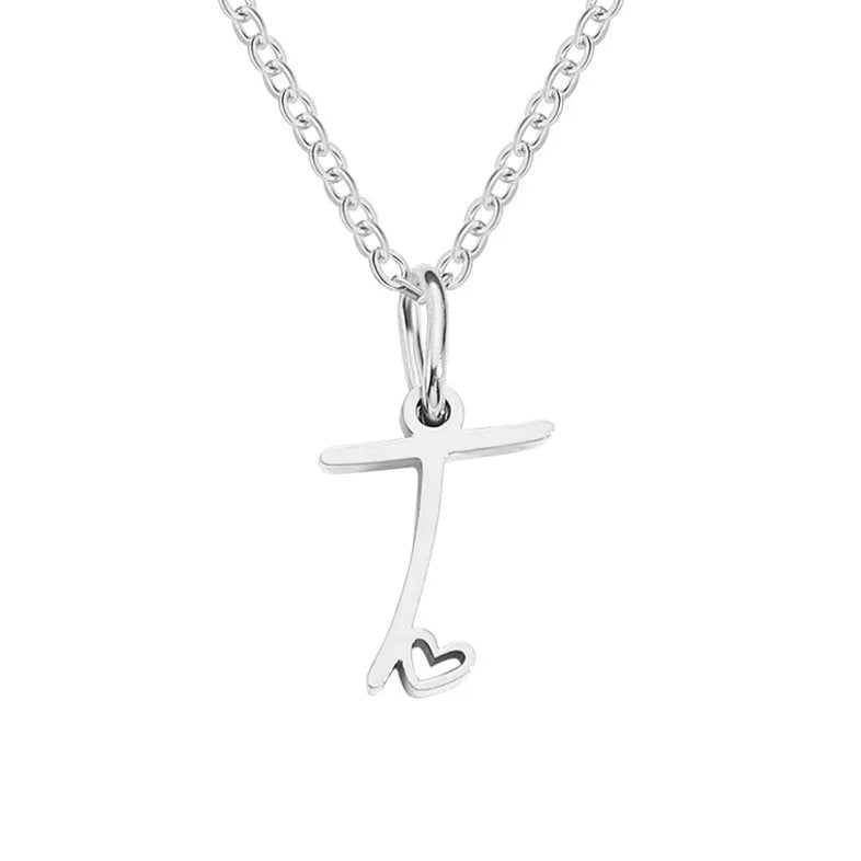 Vioraia Silver Letter Heart Necklace
