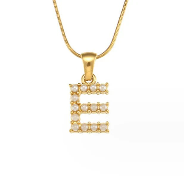 Vioraia Letter Pearl Charm Necklace