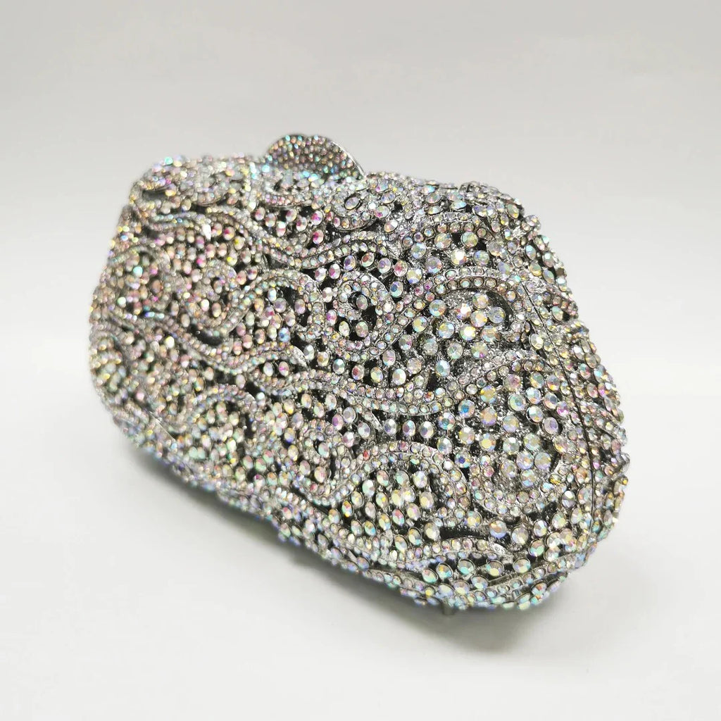 Vioraia Juliet Rhinestones Clutch Bag - Silver