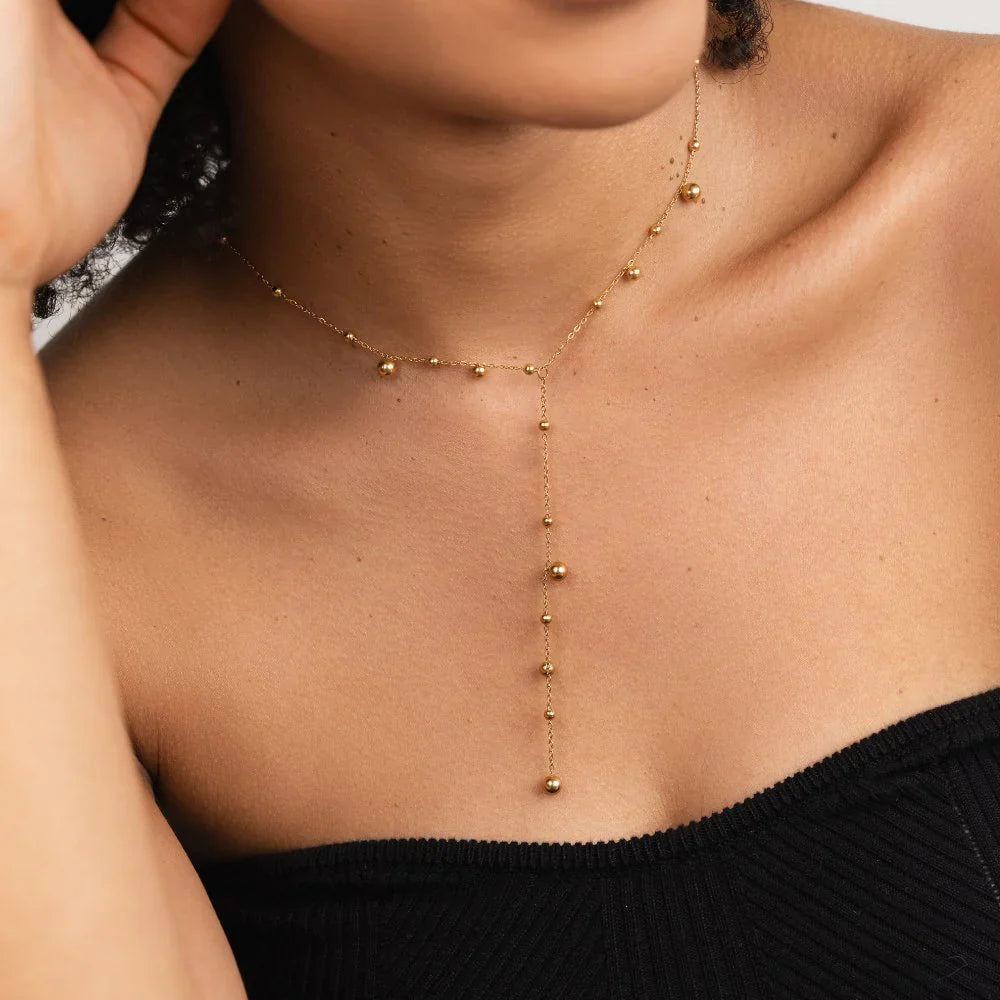 Vioraia Lovi Gold Beads Tassel Necklace