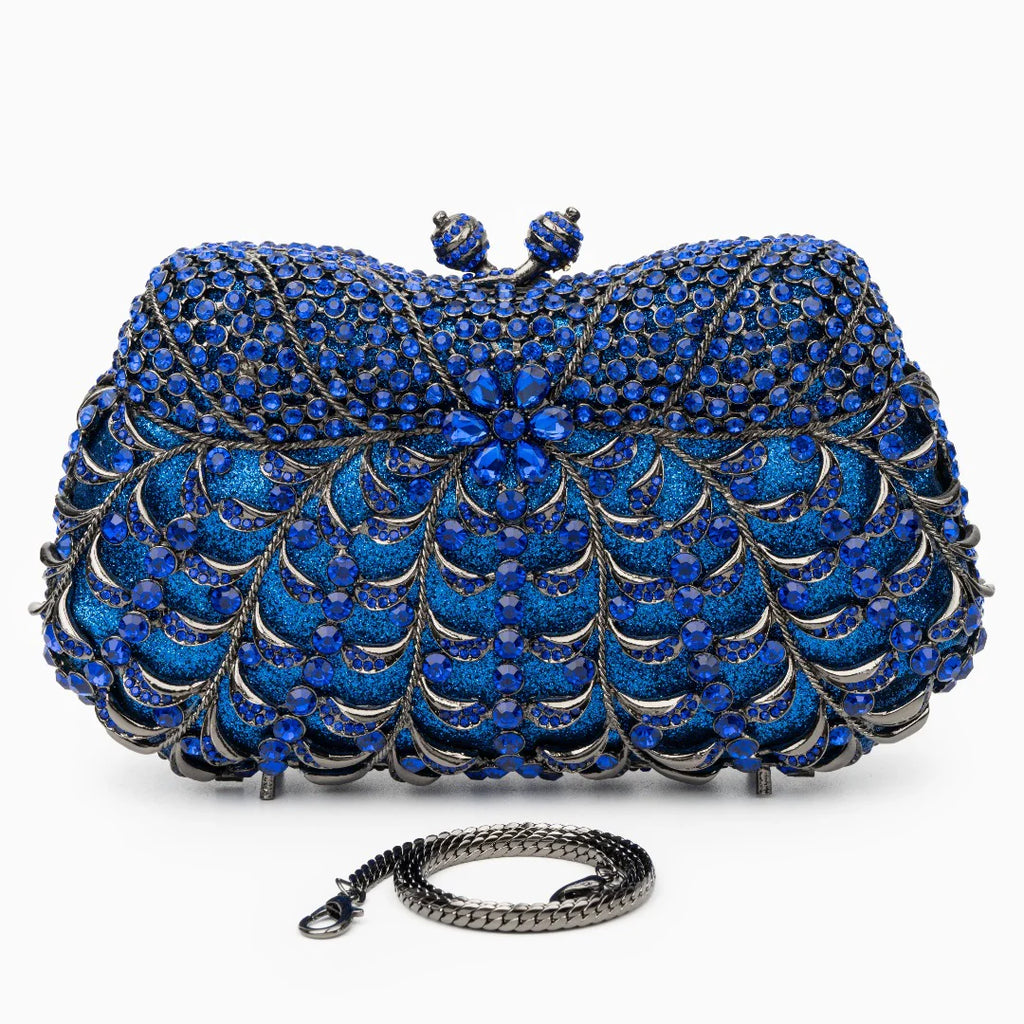 Vioraia (CS) Alyssa Rhinestones Clutch Bag - Blue