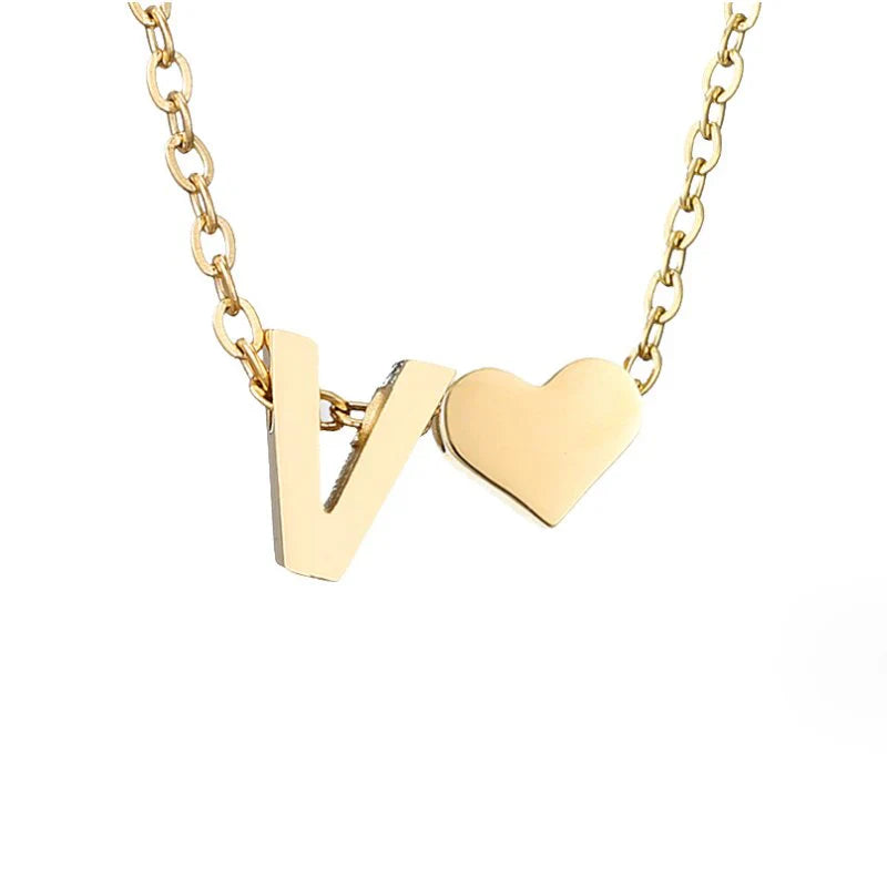 Vioraia Forever Love & Letter Gold Necklace