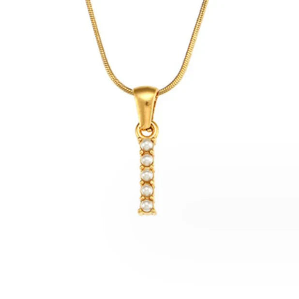 Vioraia Letter Pearl Charm Necklace