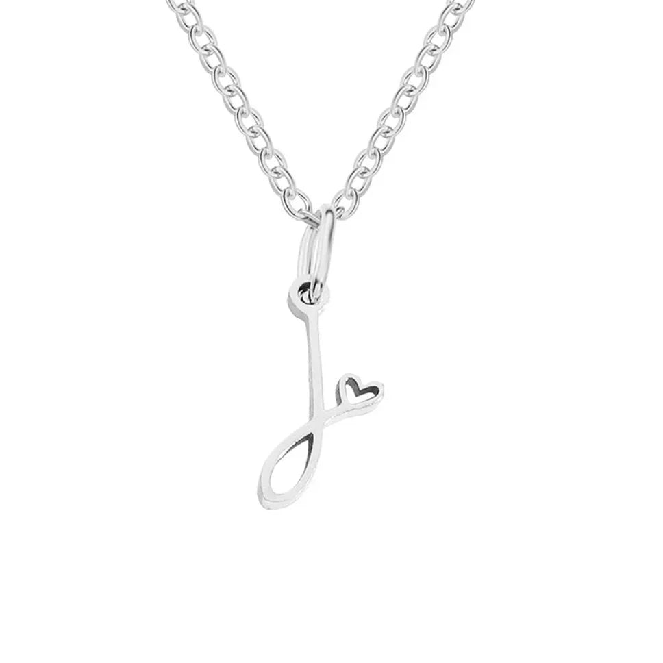Vioraia Silver Letter Heart Necklace