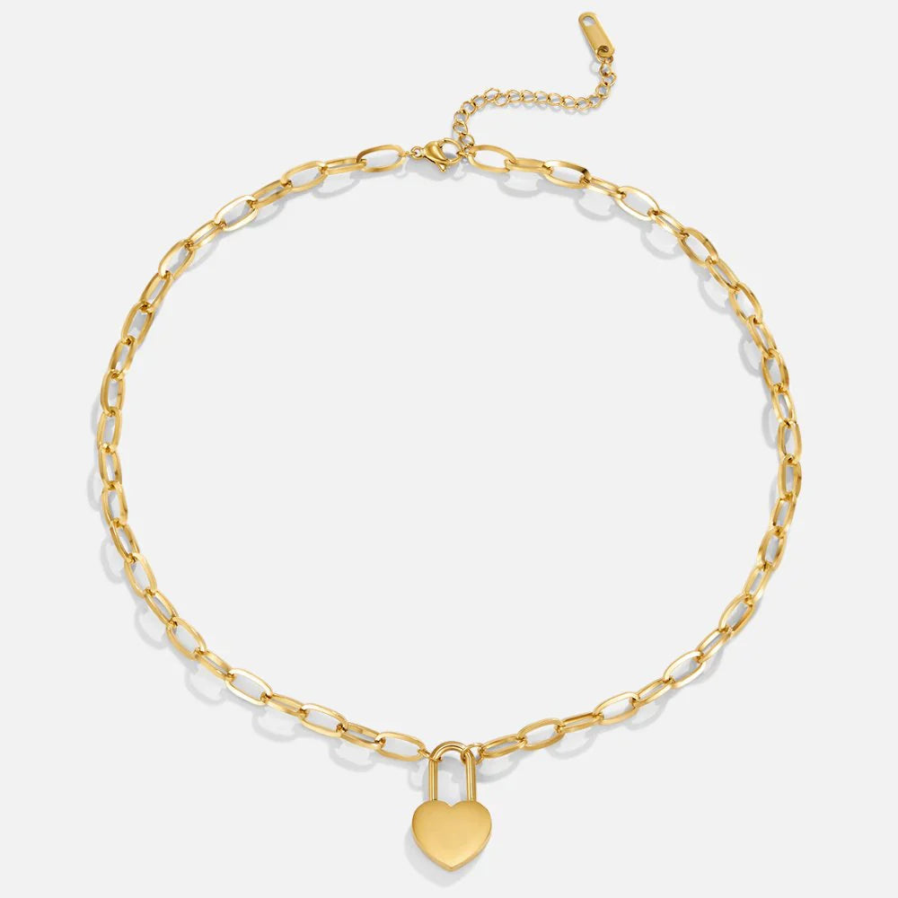 Vioraia Heart Lock Pendant Necklace