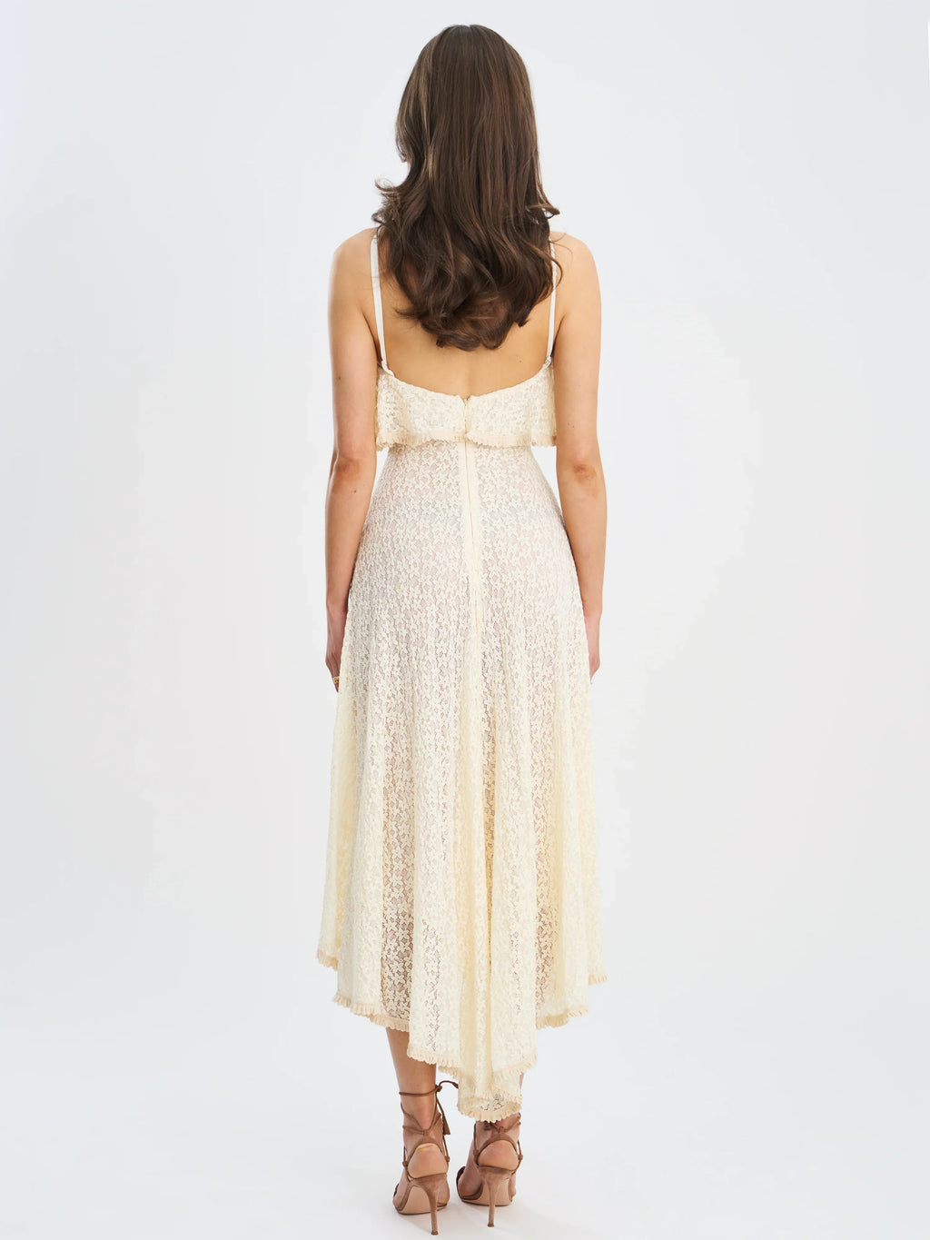 Idra Lace Trim Sleeveless Crochet Midi Trailing Dress