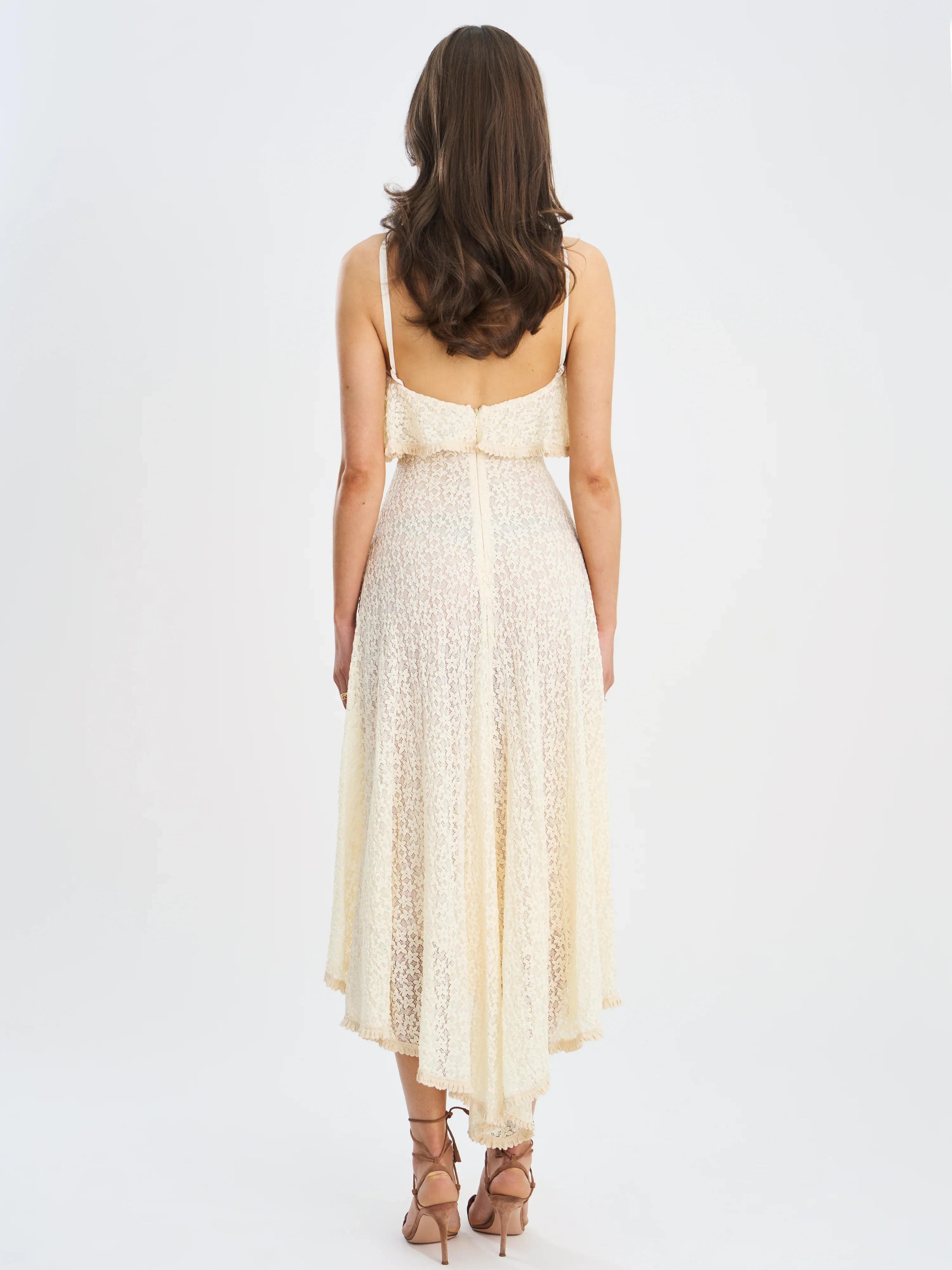 Idra Lace Trim Sleeveless Crochet Midi Trailing Dress