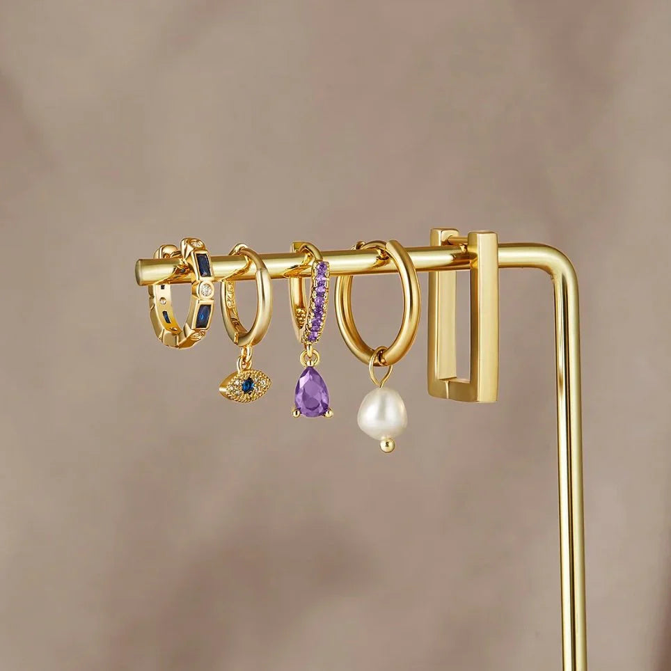 Vioraia Gold Rectangle Hoop Earrings