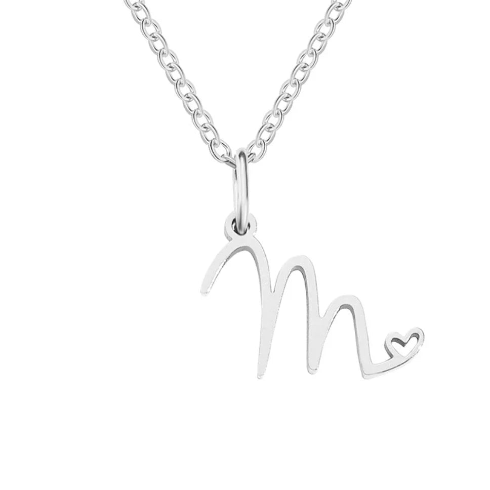 Vioraia Silver Letter Heart Necklace