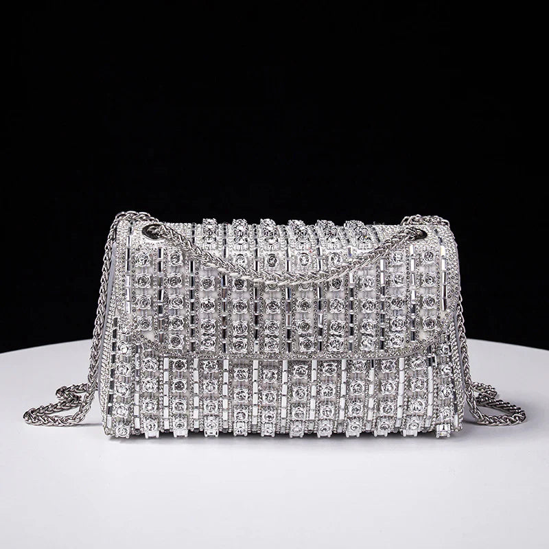 Vioraia Kristi Diamond Chain Crossbody Bag