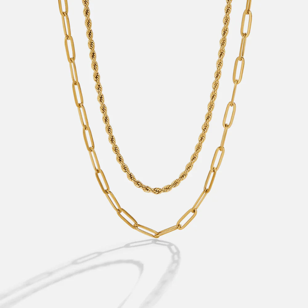 Vioraia Dara Layered Paperclip Chain Necklace