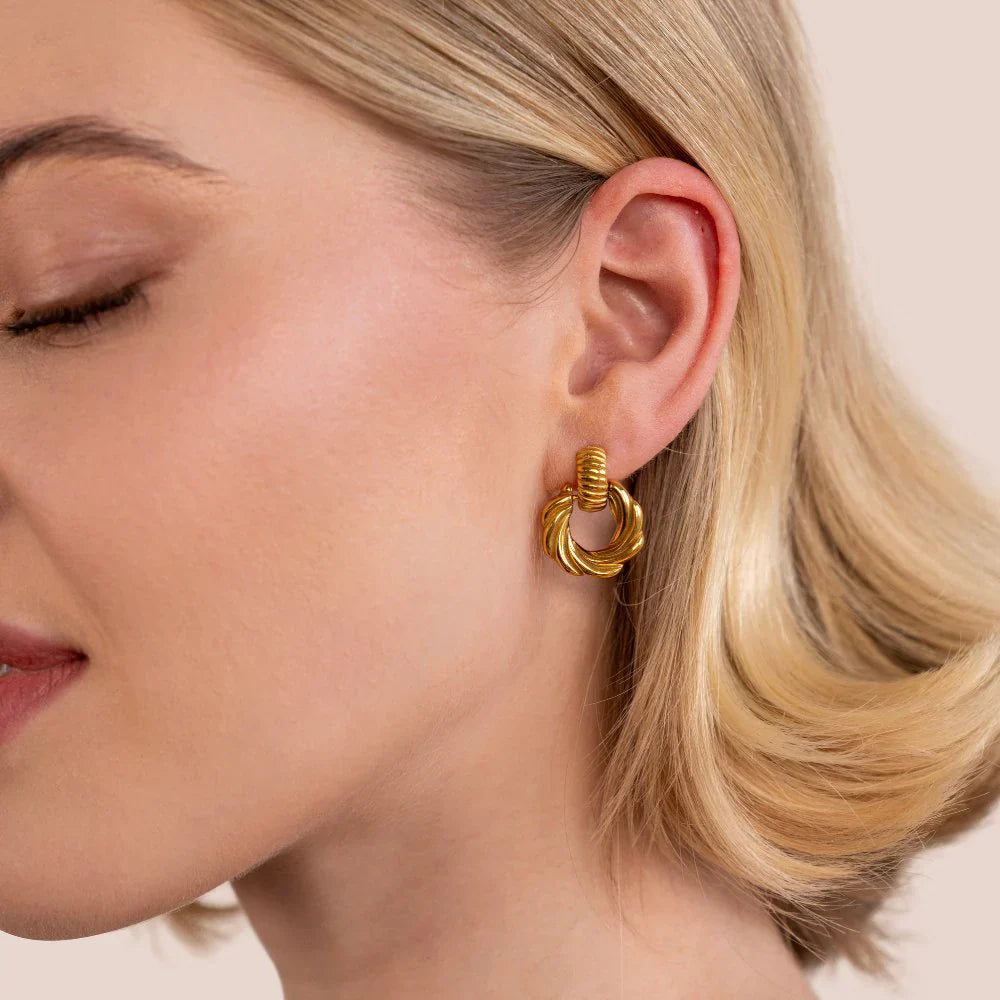 Vioraia Leah 18K Twisted Hoop Earrings