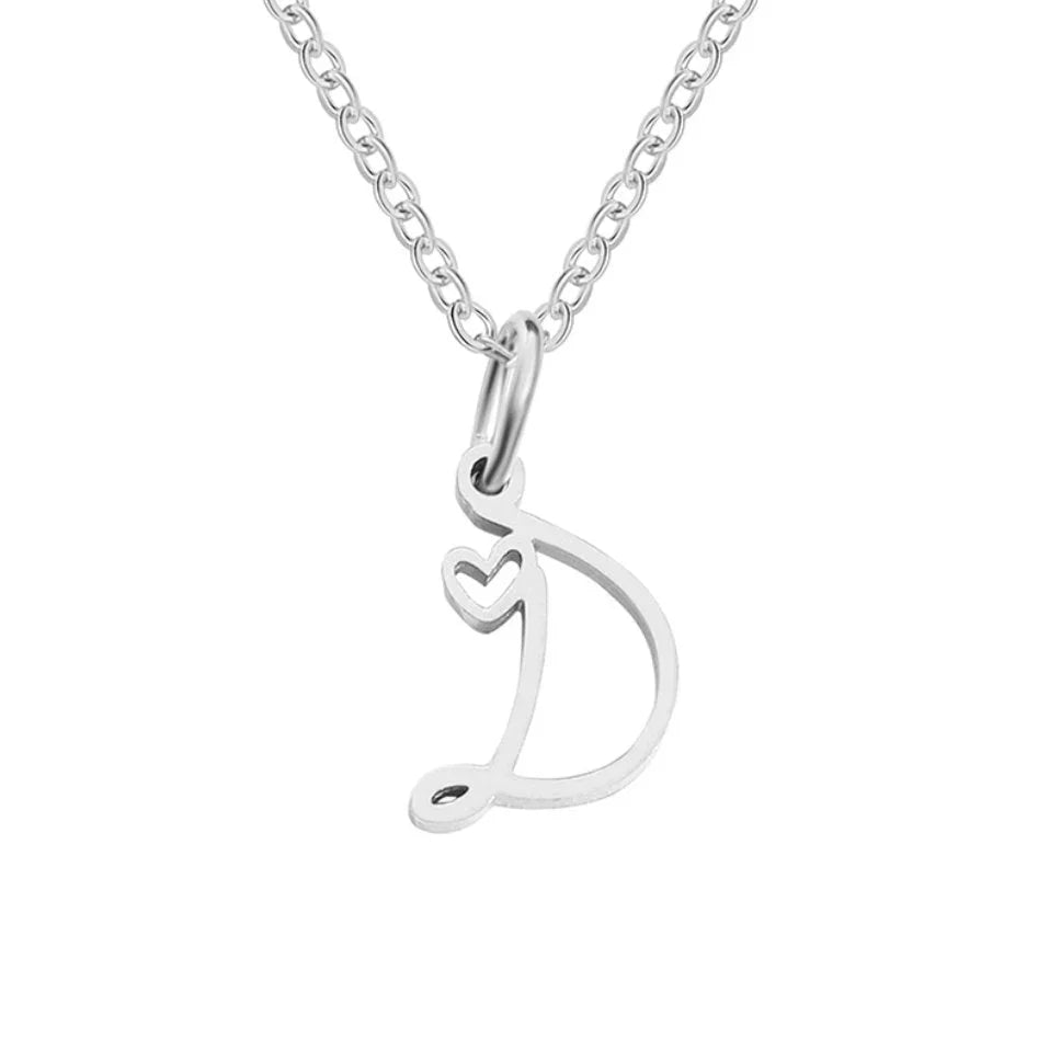 Vioraia Silver Letter Heart Necklace