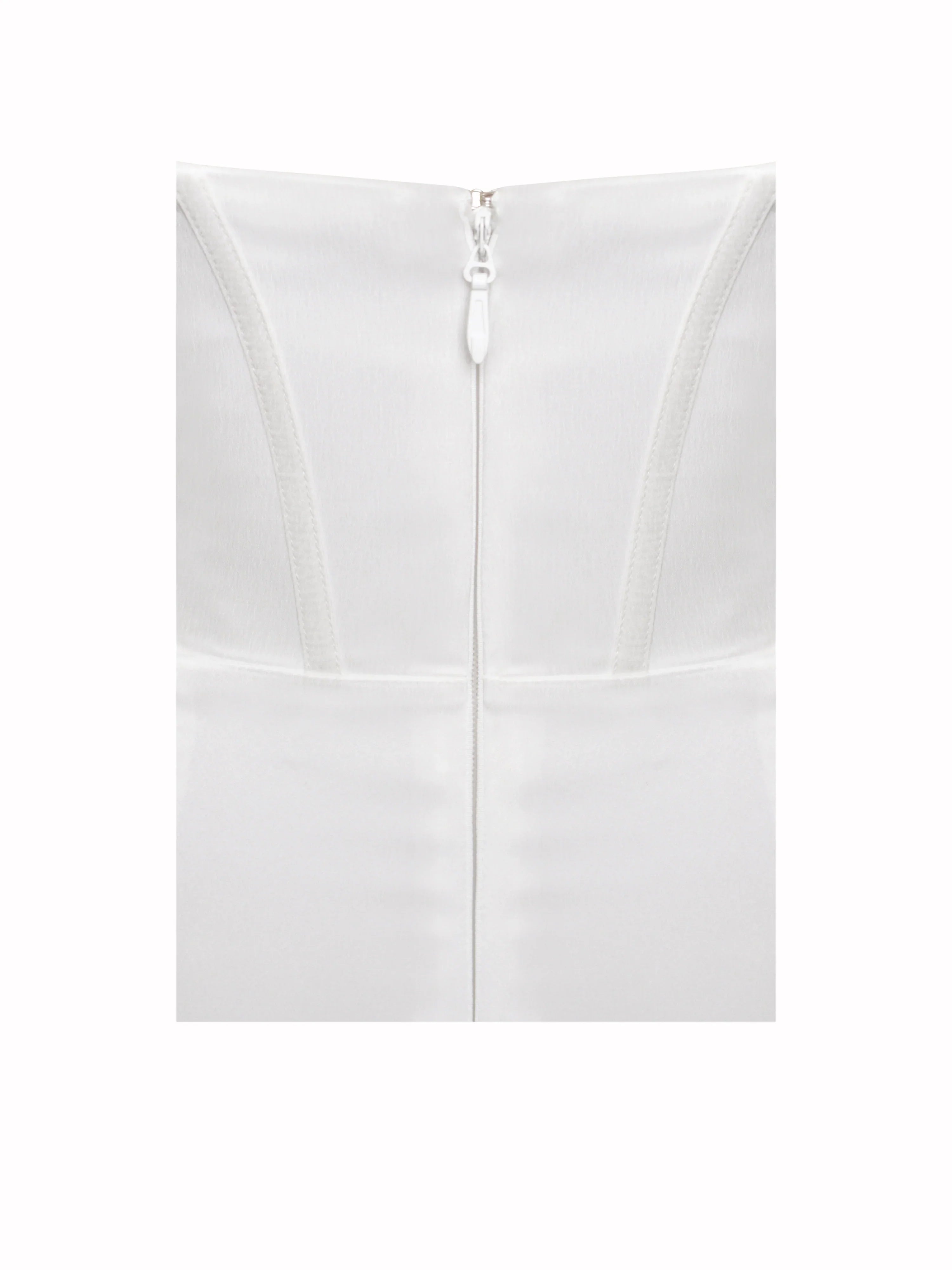 Lora White Crystal Embellished Mesh Satin Corset Gown