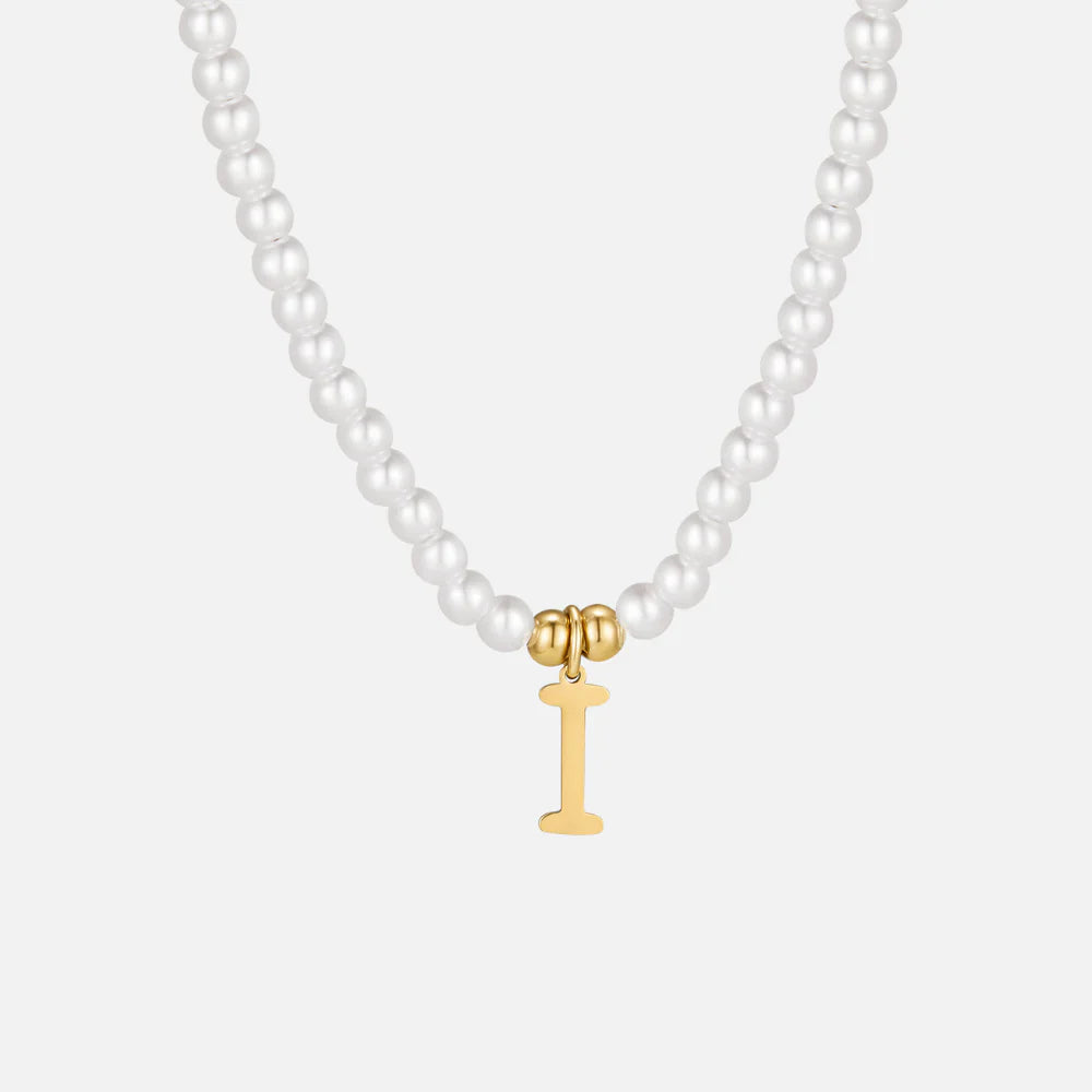 Vioraia Letter Pearl Necklace