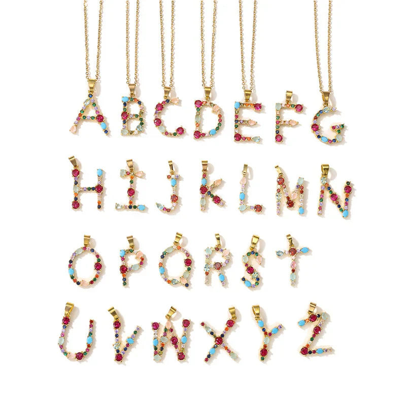 Vioraia Rainbow Gemstone Initial Necklace
