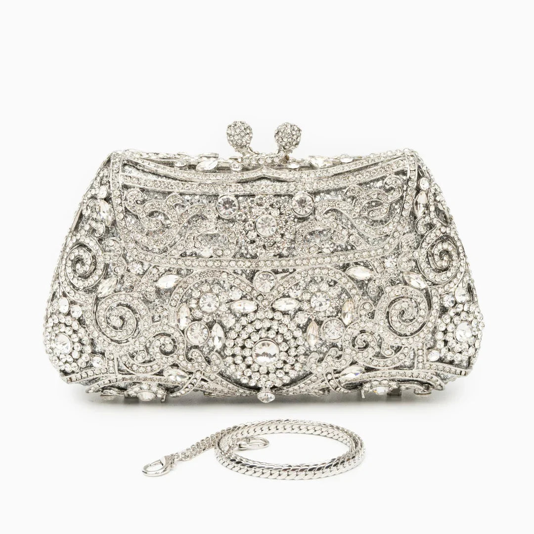 Vioraia Ayanne Crystal Covered Clutch Bag - Silver