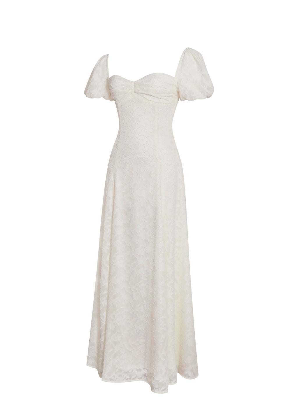 Pandora White Bubble Sleeve Backless Maxi Dress