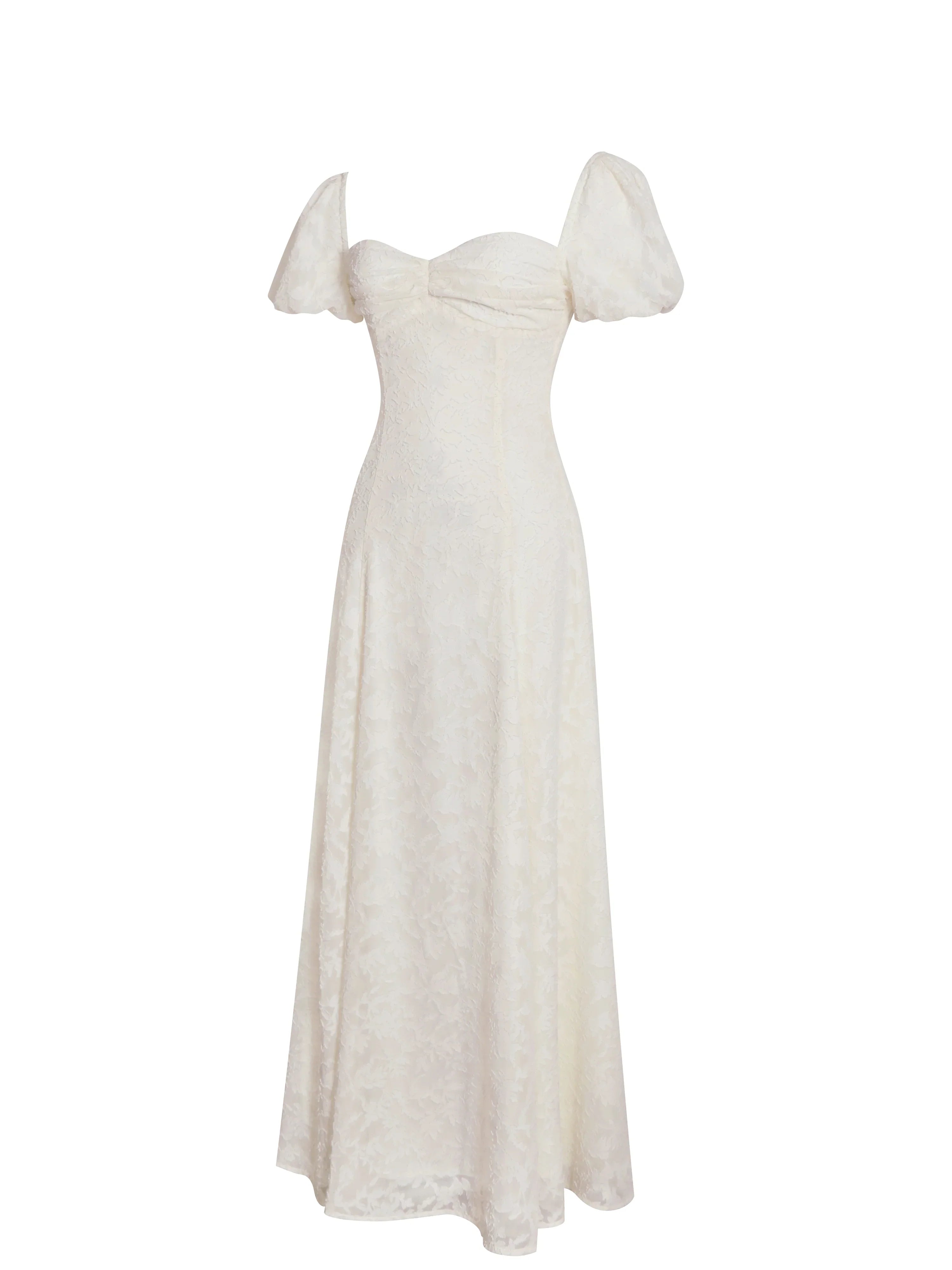 Pandora White Bubble Sleeve Backless Maxi Dress