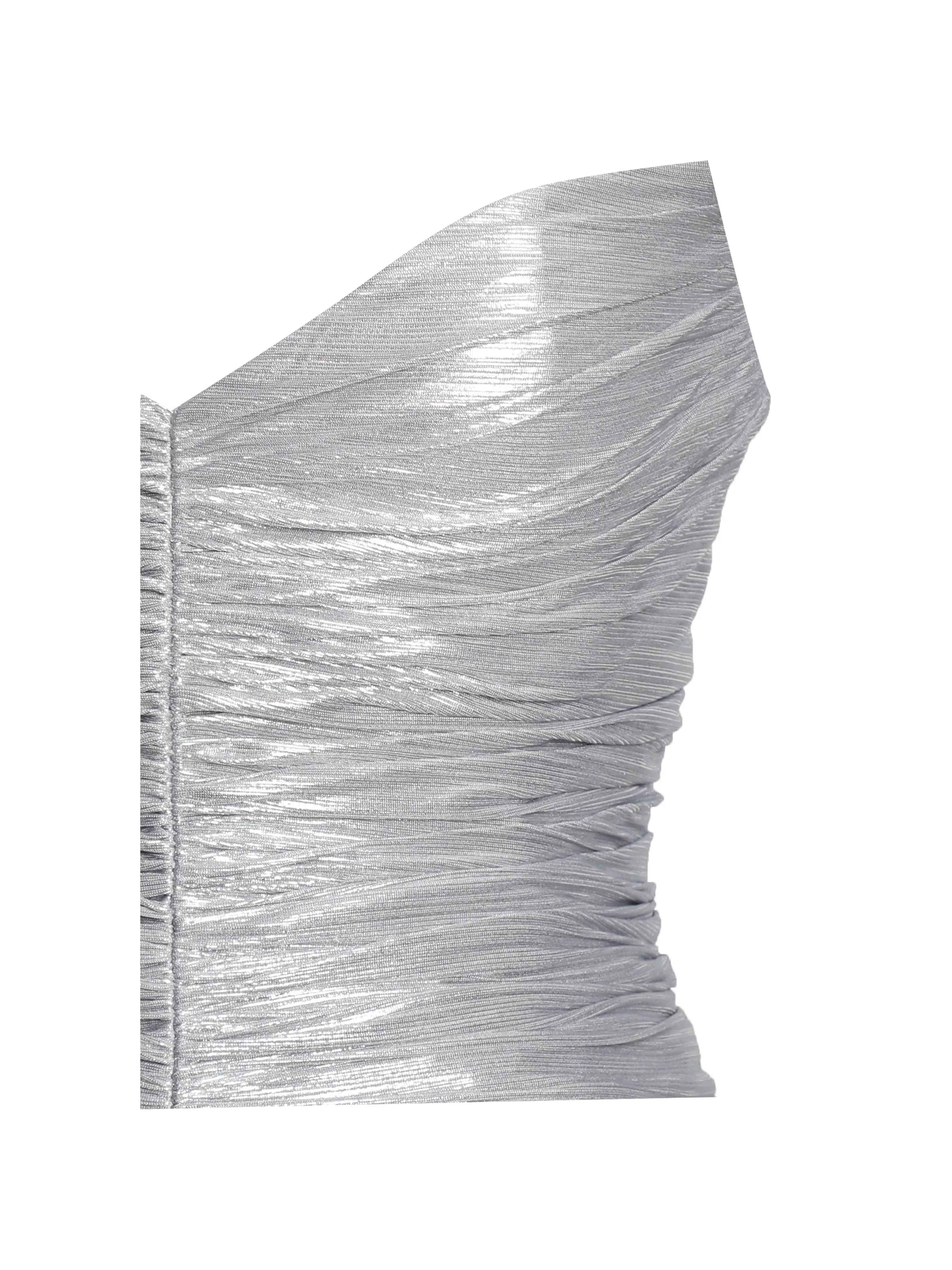 Sable Ruched Silver Glitter Mermaid Gown