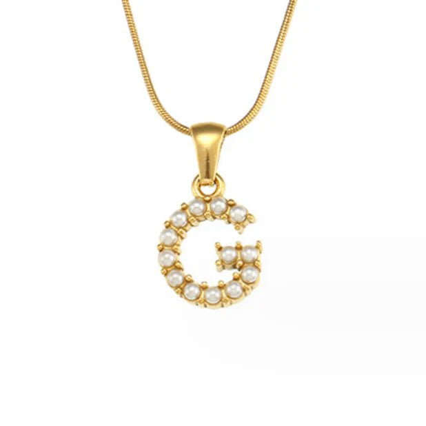 Vioraia Letter Pearl Charm Necklace