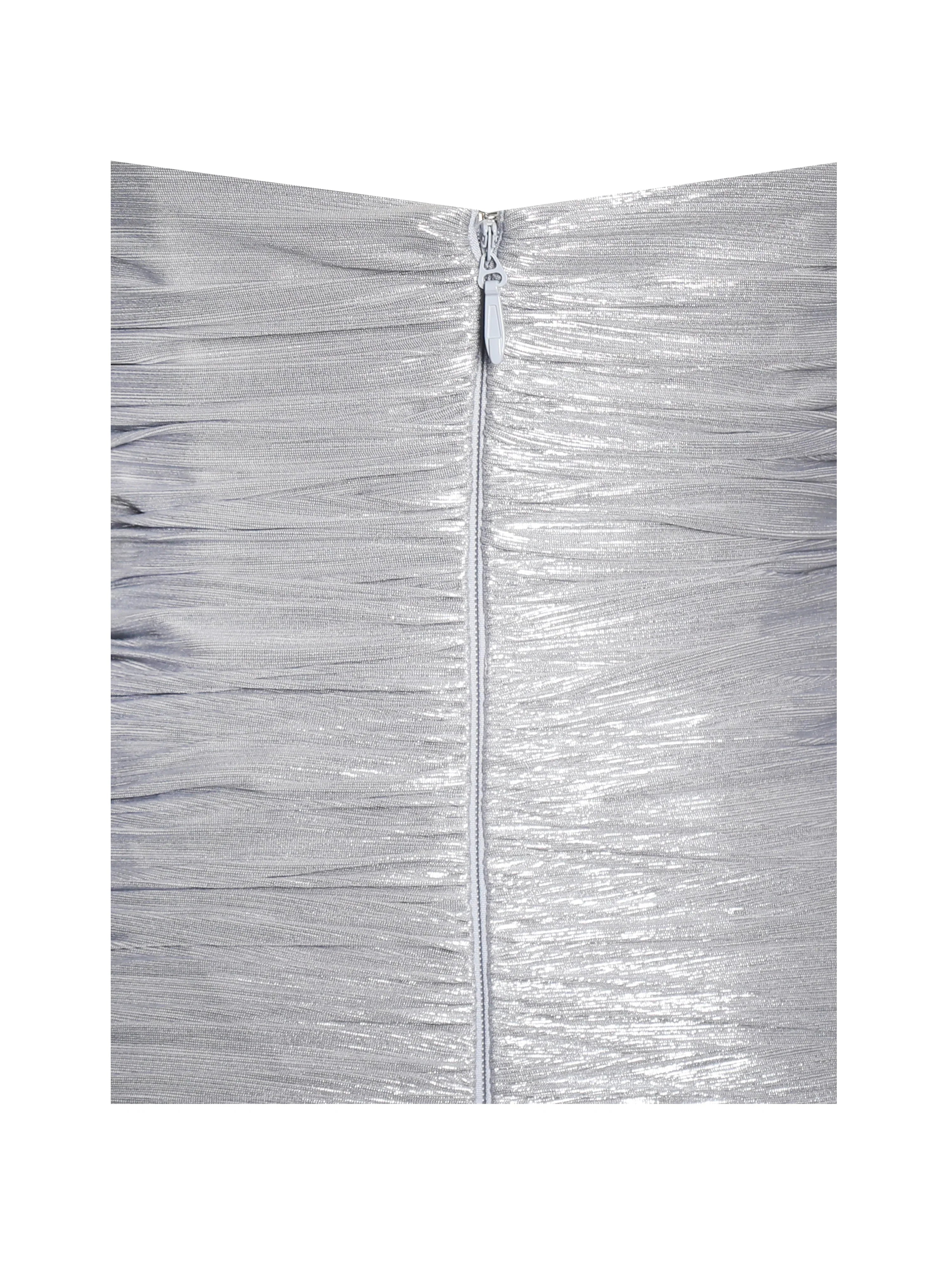 Sable Ruched Silver Glitter Mermaid Gown
