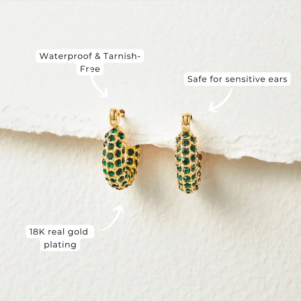 Vioraia Emerald Beauty Hoop Earrings