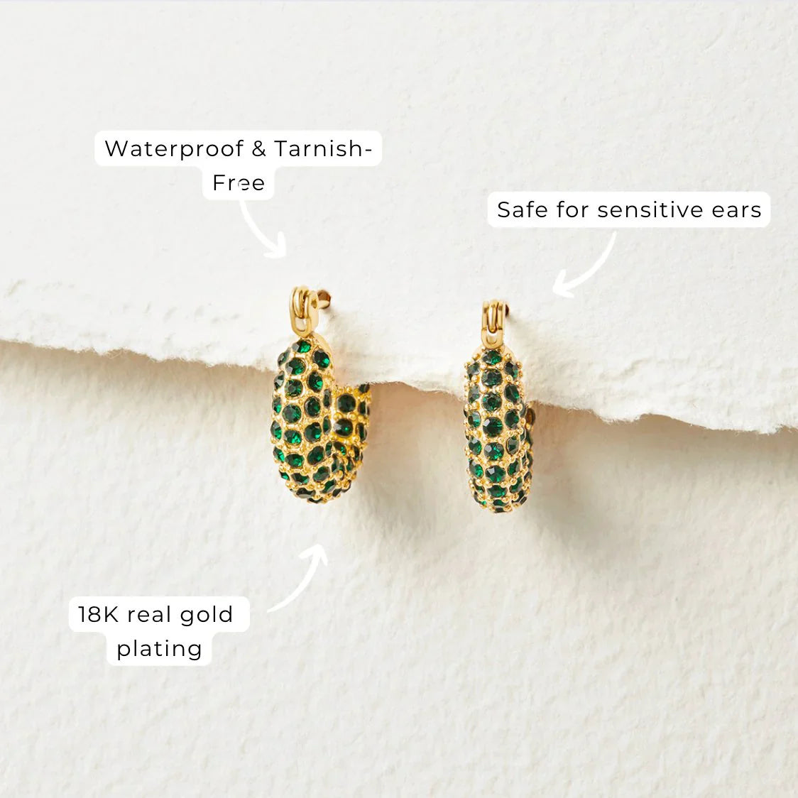 Vioraia Emerald Beauty Hoop Earrings