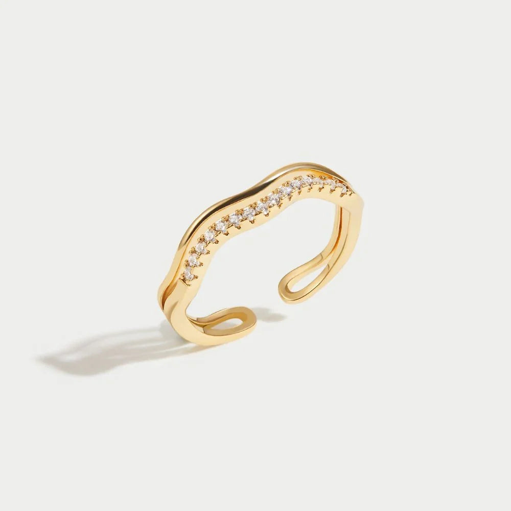 Vioraia Layered Juni Gold & Crystal Ring