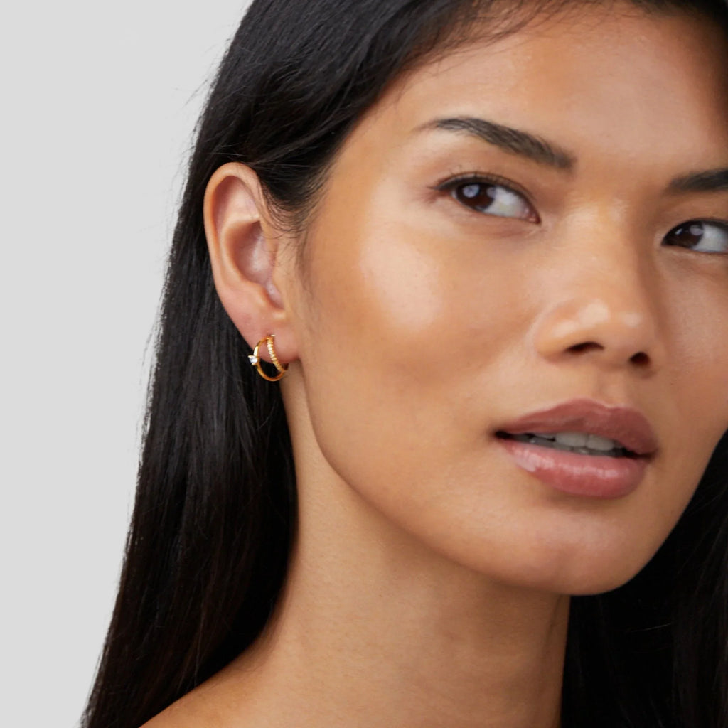 Vioraia Layered Crystal Gold Hoop Earrings