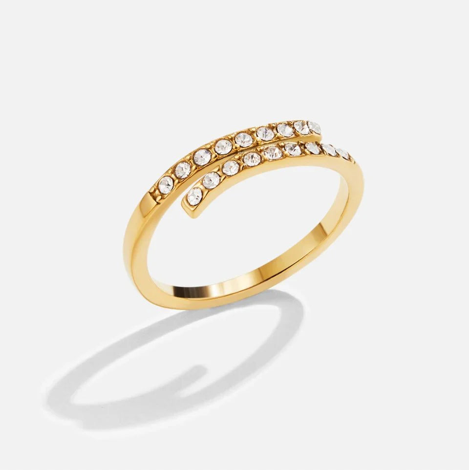 Vioraia Layered Gold & Crystal Wrap Ring