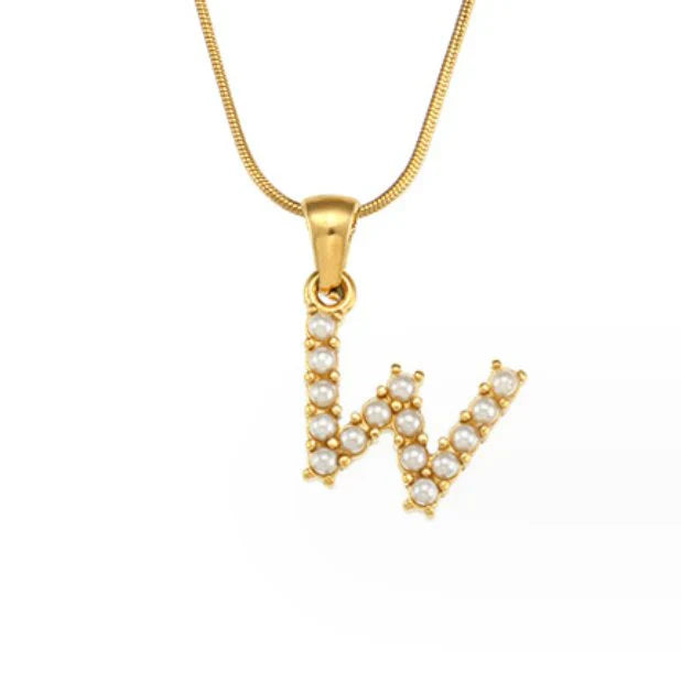 Vioraia Letter Pearl Charm Necklace