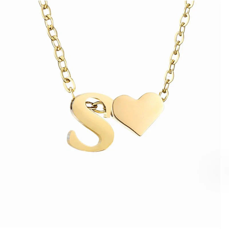 Vioraia Forever Love & Letter Gold Necklace