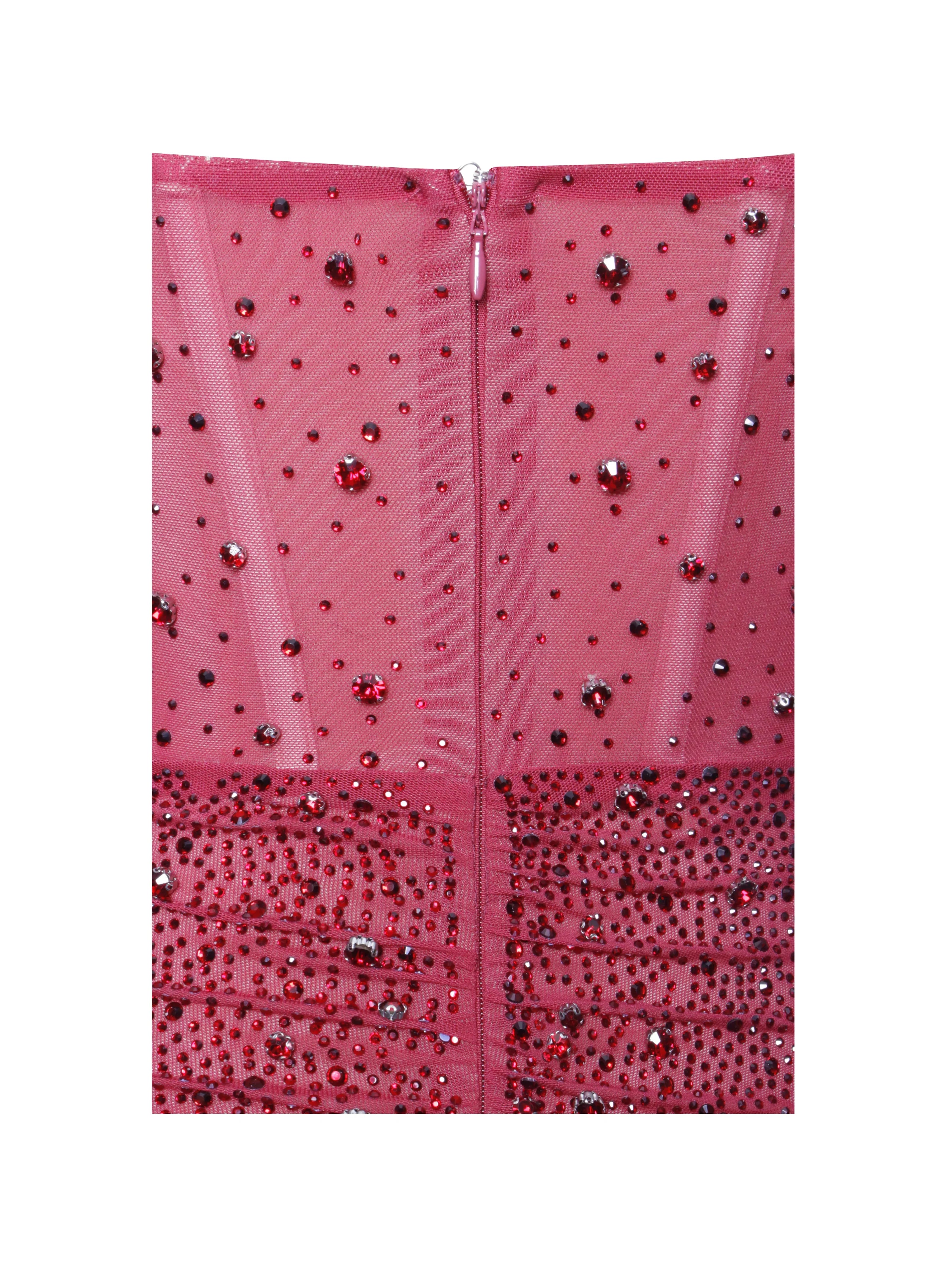 Fatima Burgundy Crystal Sleeveless Corset Mermaid Maxi Dress