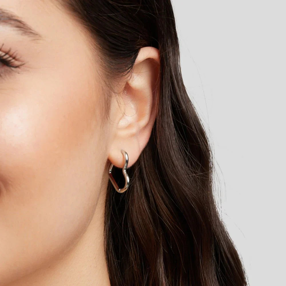 Vioraia Heart Silver Hoops
