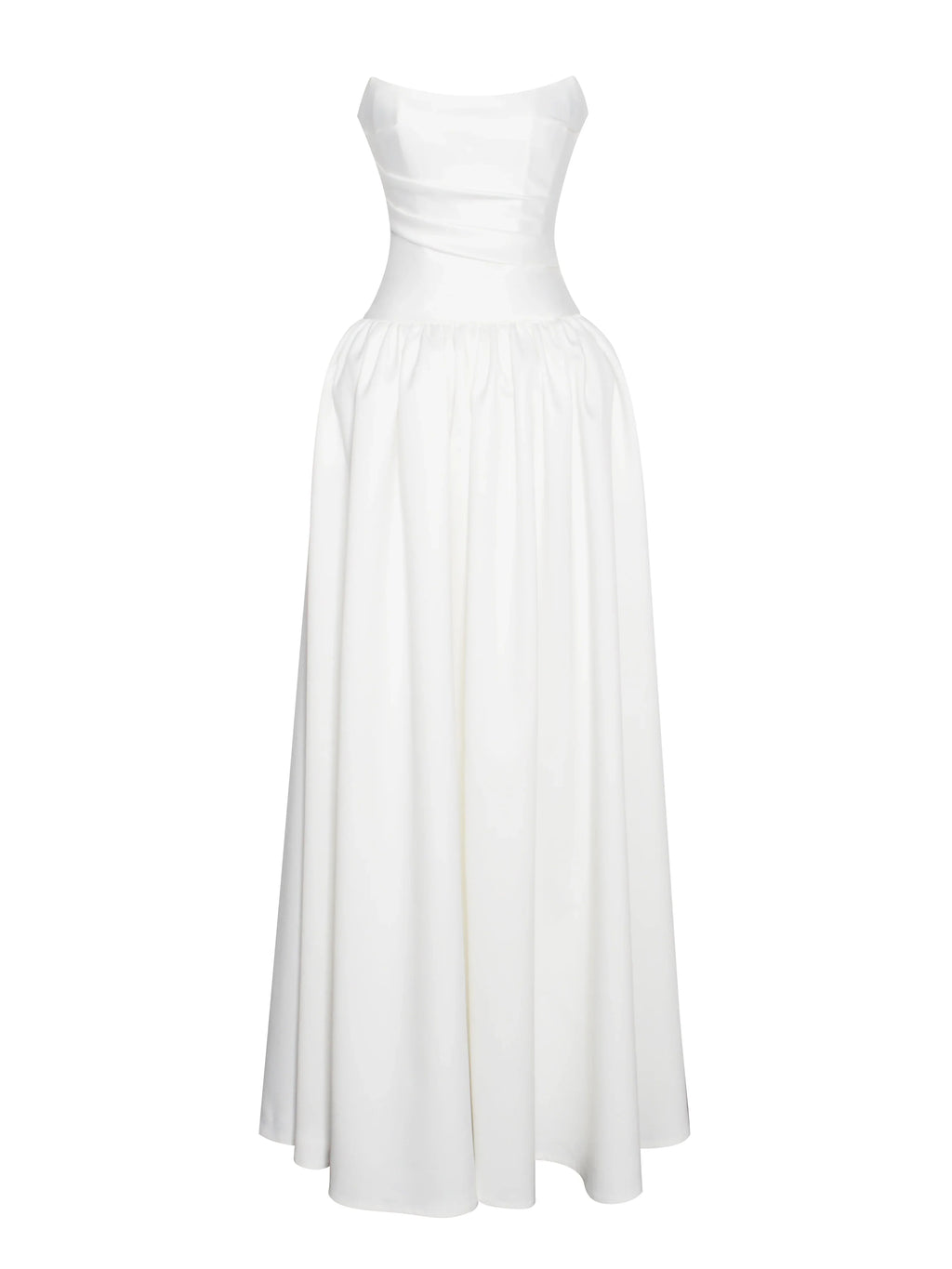 Umay White Drop Waist Satin Corset Bridal Gown
