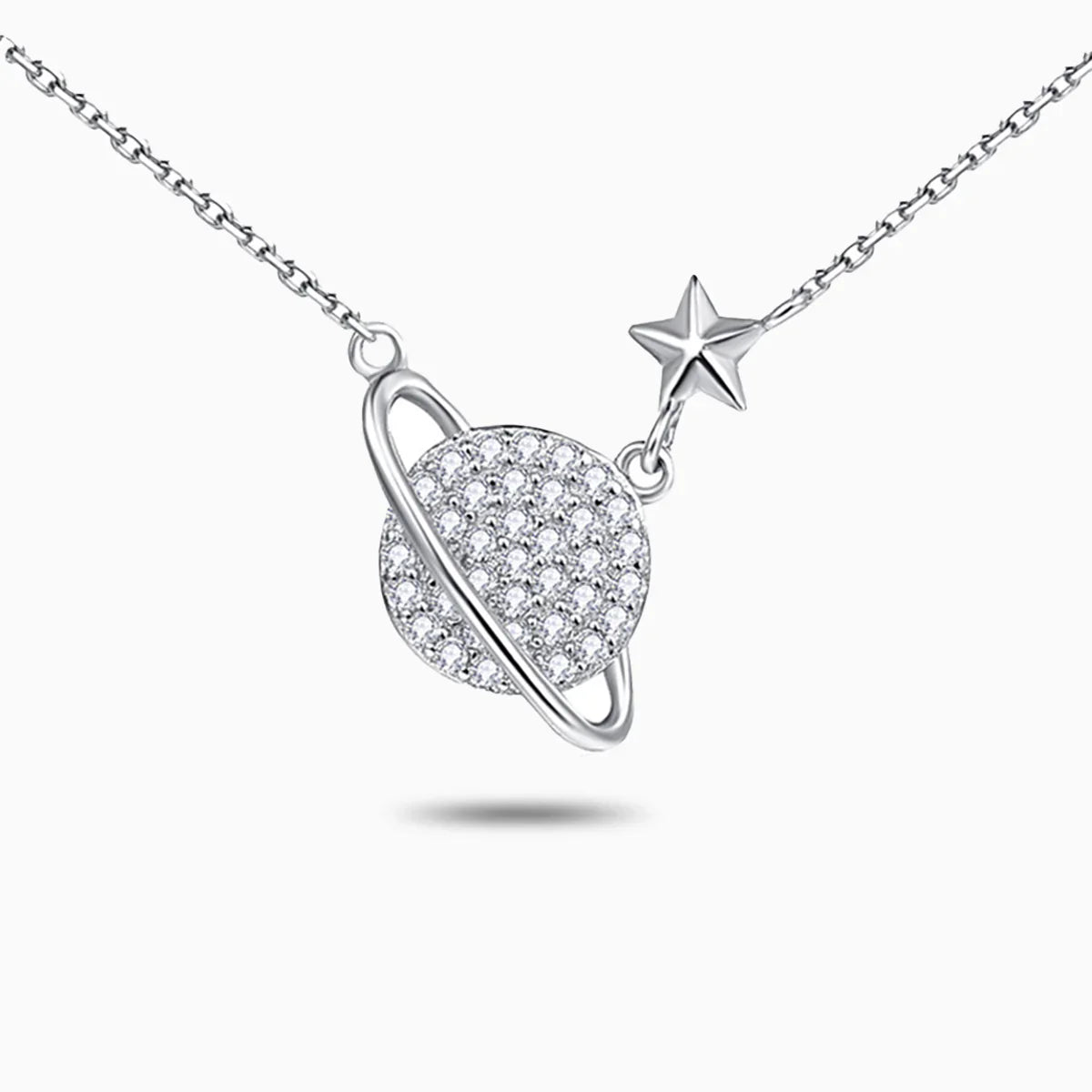 Vioraia Sparkling Saturn Necklace