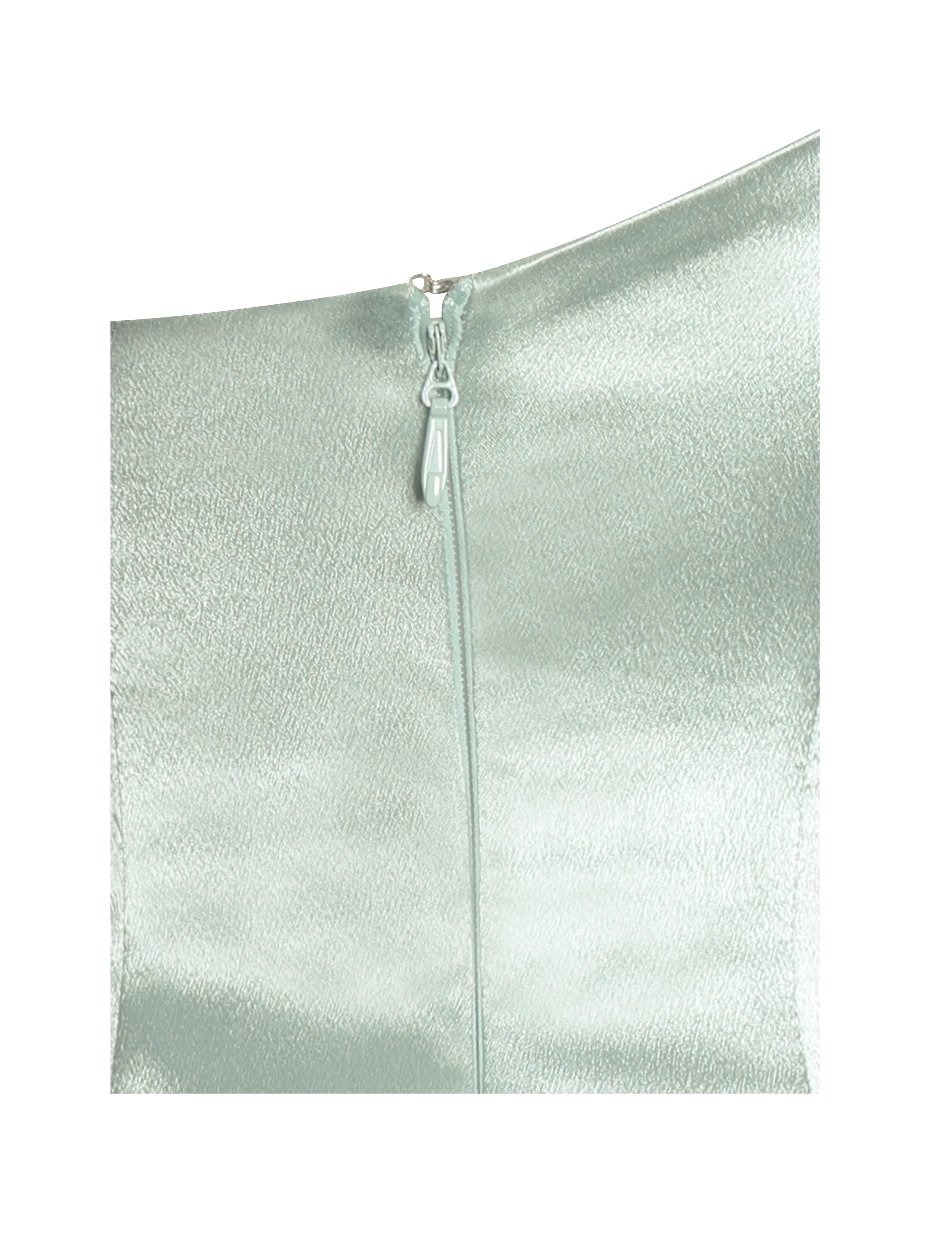 Lael Mint Green Back Button Trailing Gown