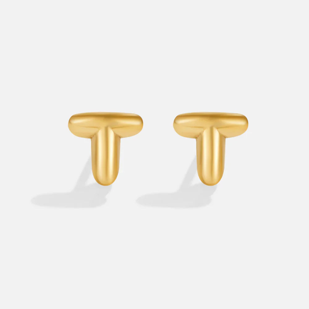 Vioraia Gold Bubble Letter Earrings