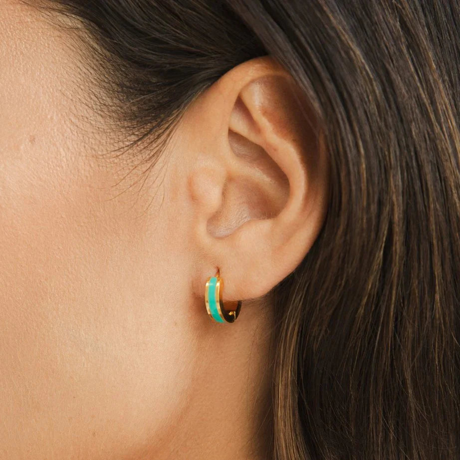 Vioraia Leigh Teal Hoop Earrings