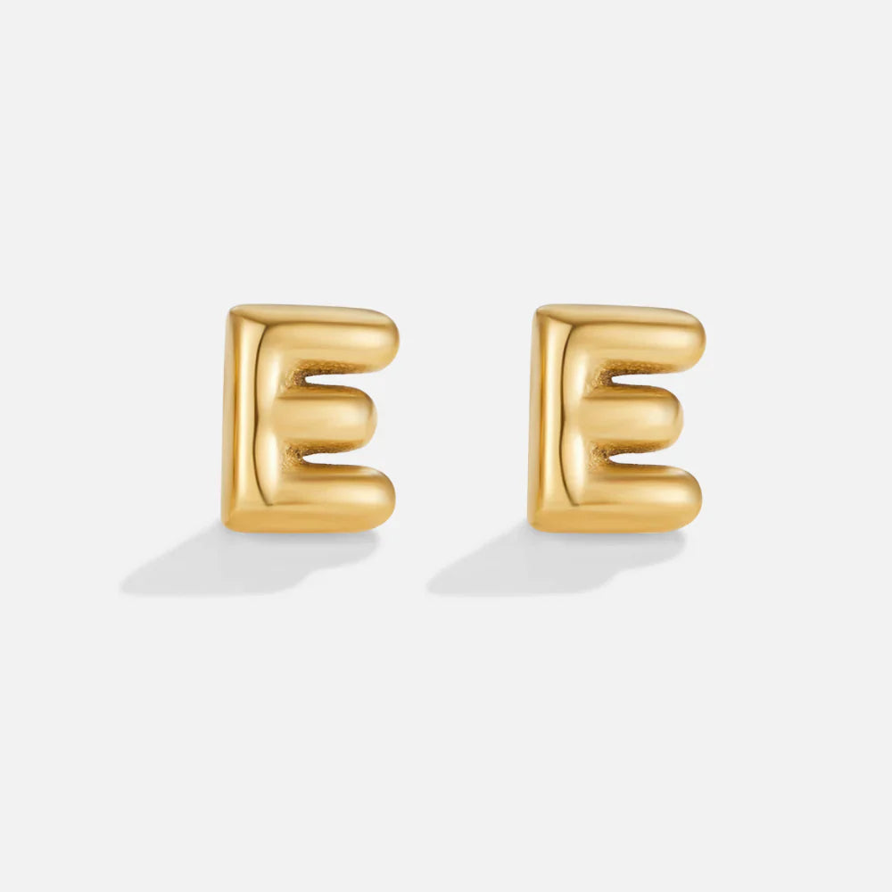 Vioraia Gold Bubble Letter Earrings