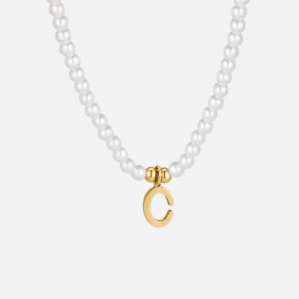 Vioraia Letter Pearl Necklace
