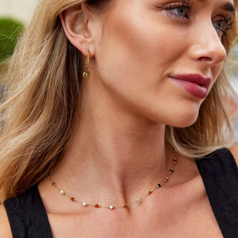 Vioraia Aventurine Twisted Hoop Earrings
