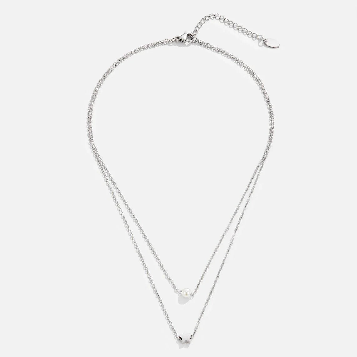 Vioraia Layered Silver Star & Pearl Necklace