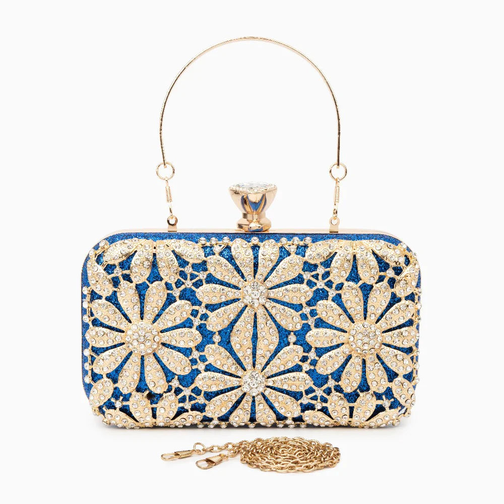 Vioraia Flower Rhinestones Clutch Bag